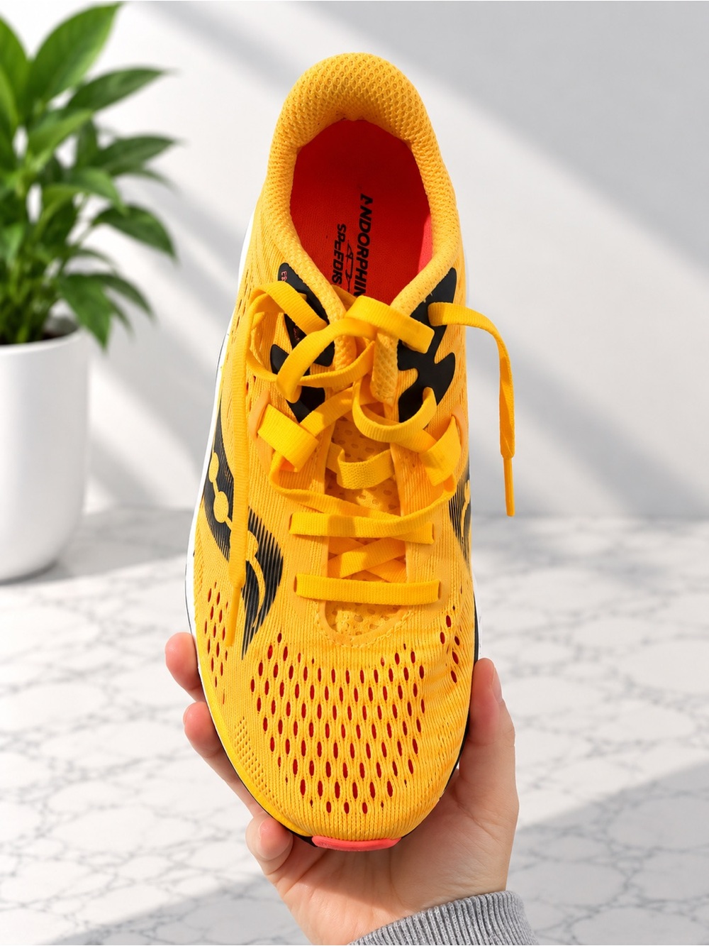 Saucony Yellow Athletic Running Shoe with Black Accents